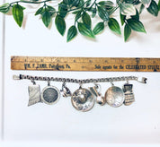 Vintage Charm Bracelet, Charm Bracelet, Mexican Inspired Bracelet, Sombrero Bracelet, Concho Bracelet, Silver Charm Bracelet, Souvenir, 925
