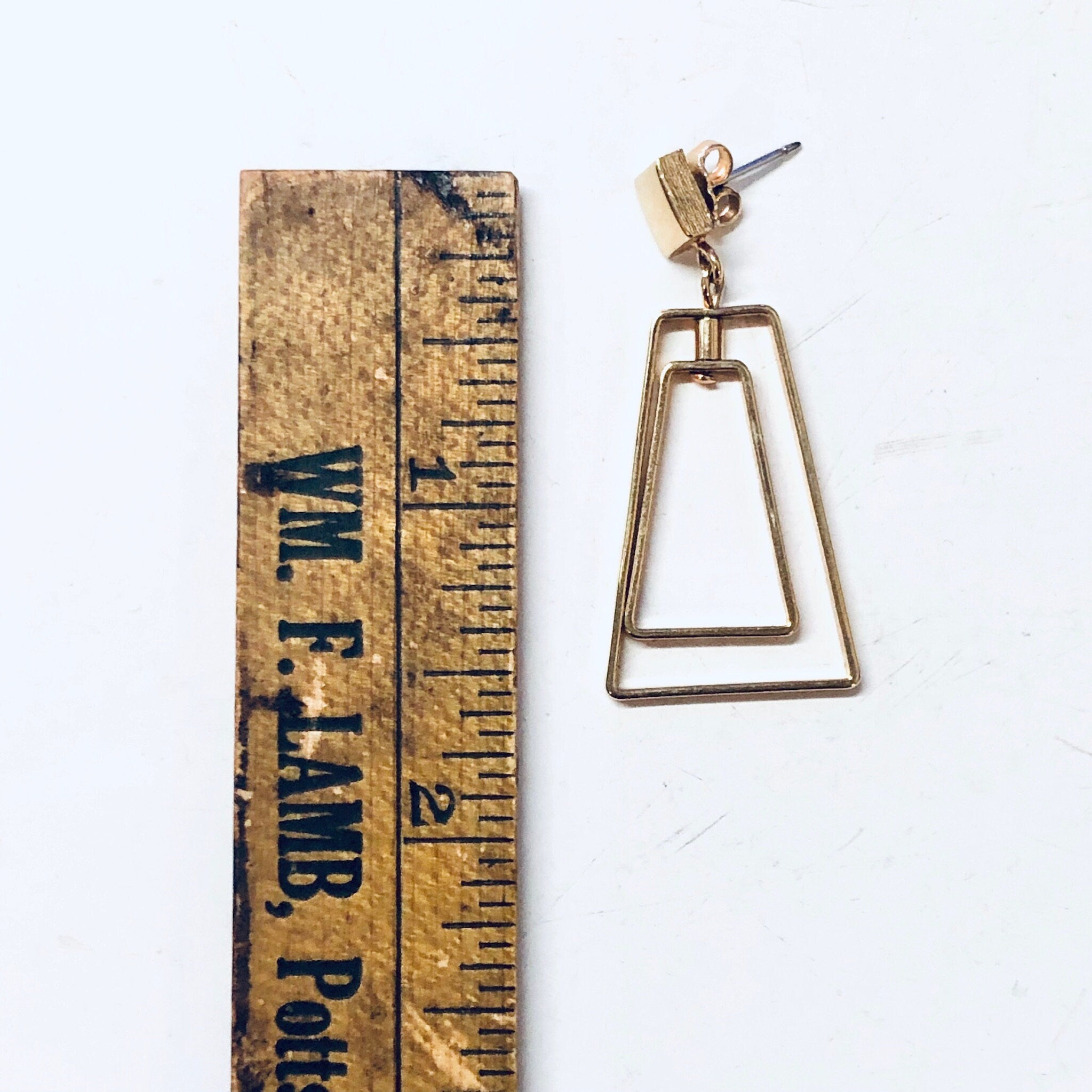 Vintage Earrings, Geometric Earrings, Gold Toned Earrings, Vintage Jewelry, Dangle Earrings, Pierced Ears, Geometric Style, Unique Jewelry