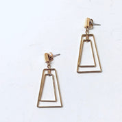 Vintage Earrings, Geometric Earrings, Gold Toned Earrings, Vintage Jewelry, Dangle Earrings, Pierced Ears, Geometric Style, Unique Jewelry
