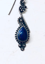 Vintage Silver Earrings, Lapis Lazuli Earrings, Blue Lapis, Dangle Earrings, Blue and Silver, Unique Jewelry, Pierced Ears, Lapis Earrings