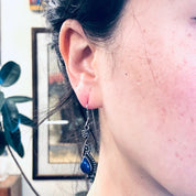 Vintage Silver Earrings, Lapis Lazuli Earrings, Blue Lapis, Dangle Earrings, Blue and Silver, Unique Jewelry, Pierced Ears, Lapis Earrings