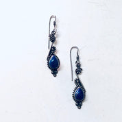 Vintage Silver Earrings, Lapis Lazuli Earrings, Blue Lapis, Dangle Earrings, Blue and Silver, Unique Jewelry, Pierced Ears, Lapis Earrings