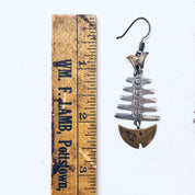 Vintage Silver Earrings, Fish Bone Earrings, Fish Jewelry, Pierced Ears, Dangle Earrings, Fish Earrings, Skeleton Earrings, 925 Earrings,