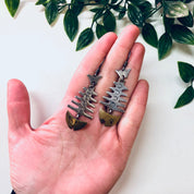 Vintage Silver Earrings, Fish Bone Earrings, Fish Jewelry, Pierced Ears, Dangle Earrings, Fish Earrings, Skeleton Earrings, 925 Earrings,