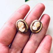 Cameo Set, Jewelry Set, Vintage Cameo, Cameo Earrings, Cameo Brooch, Cameo Necklace, Screw Back Earrings, Gold Filled Jewelry, Vintage Pin
