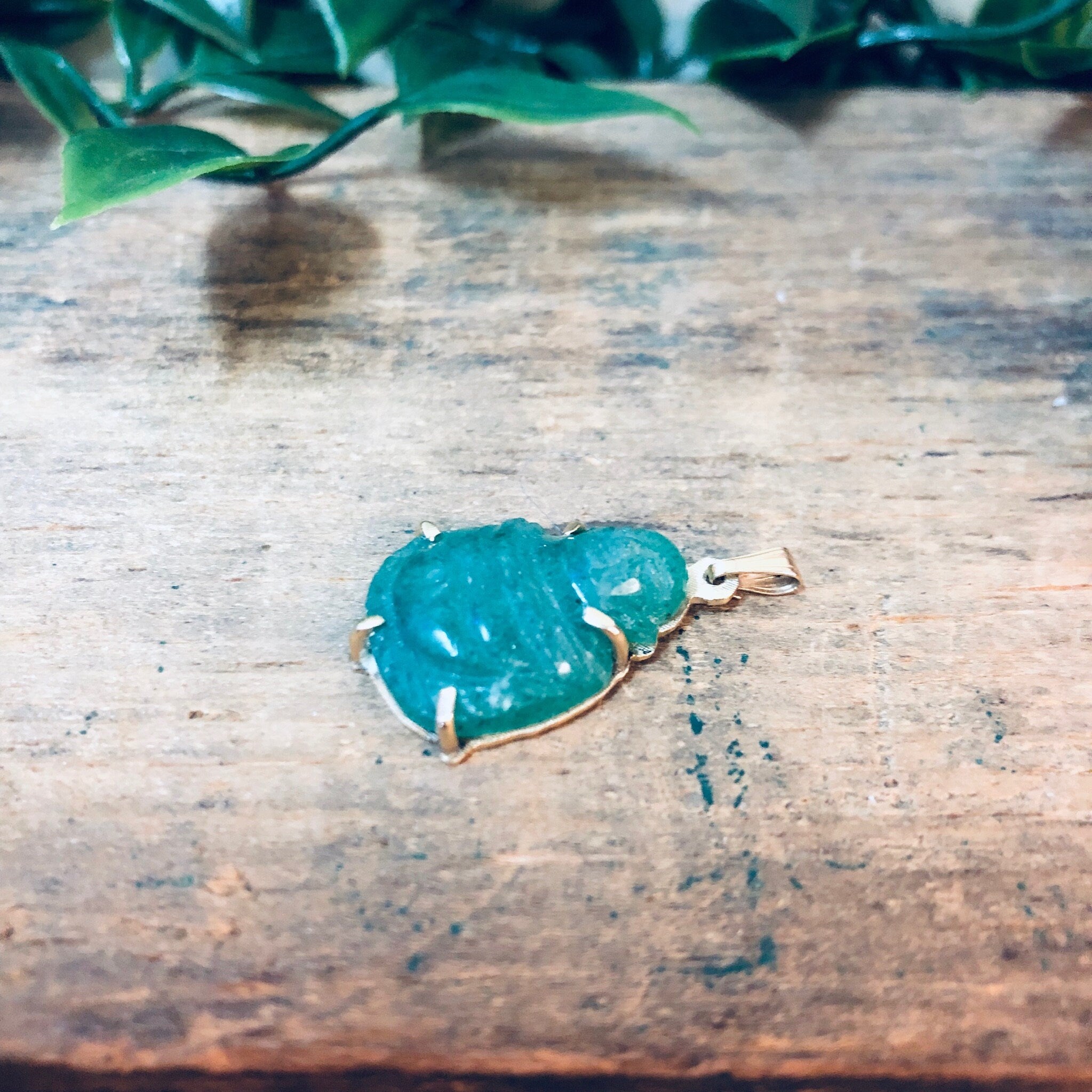 Vintage Gold Pendant, Buddha Pendant, Jade Buddha, Vintage Jade, 14K Gold, Gold Pendant, 14 Karat Gold, Buddha Jewelry, Small Pendant, Gold