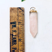 Quartz Pendant, Pink Quartz, Vintage Pendant, Pink Gemstone, Vintage Jewelry, Gold Jewelry, Vintage Necklace, Small Pendant, Quartz Jewelry