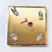 Ciner Compact, Vintage Compact, Lipstick Tube, Compact and Lipstick, DIY Makeup, Rhinestone Compact, Gold Toned Compact, Martini Compact,