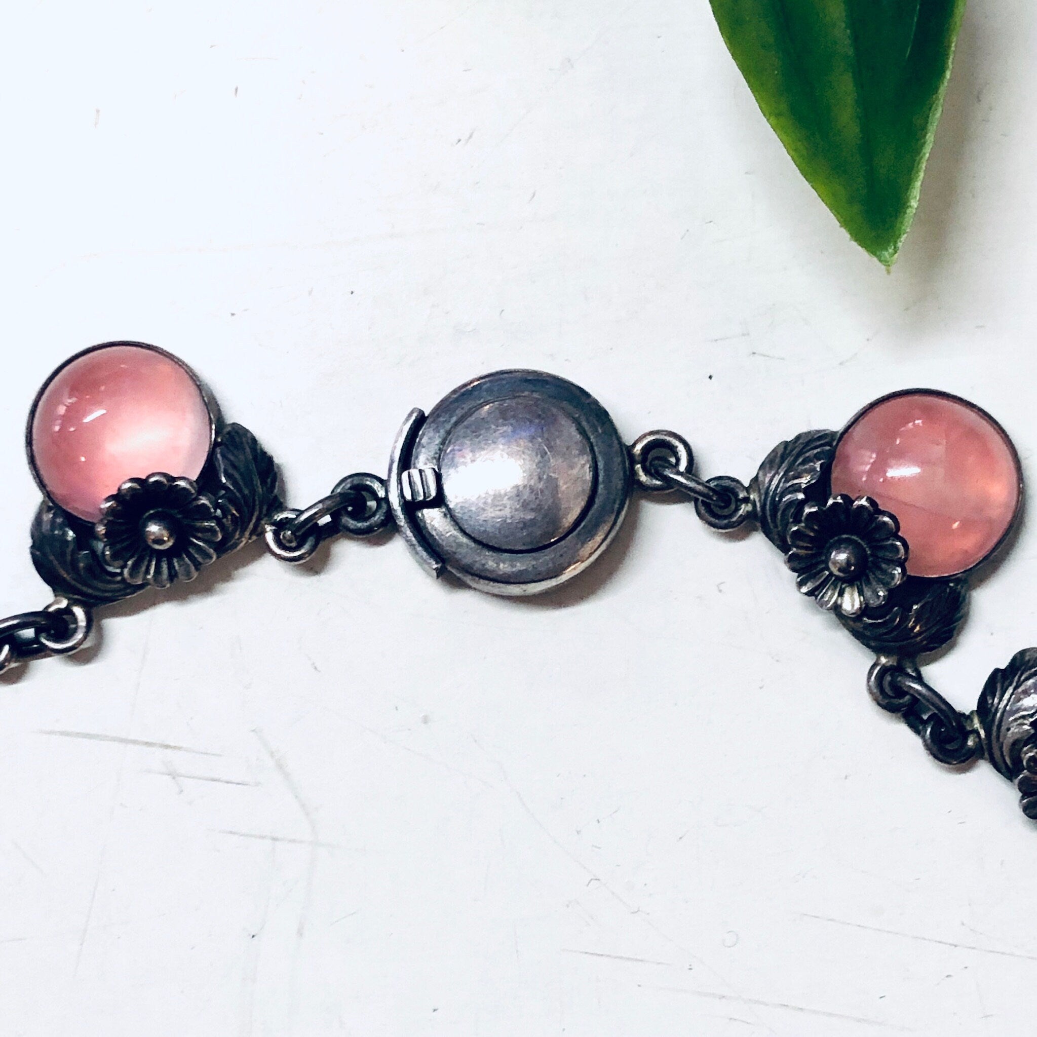 Niels Erik From Necklace, Denmark Necklace, NE From Jewelry, NE From Choker, Pink Necklace, Daisy Necklace, 1950s Jewelry, Vintage Jewelry,