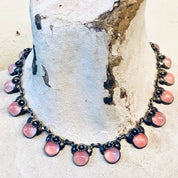 Niels Erik From Necklace, Denmark Necklace, NE From Jewelry, NE From Choker, Pink Necklace, Daisy Necklace, 1950s Jewelry, Vintage Jewelry,