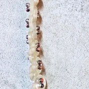 Vintage Necklace, Button Necklace, White Necklace, Pearlescent Necklace, Button Jewelry, Strand Necklace, Vintage Jewelry, Pink Bead, Beaded