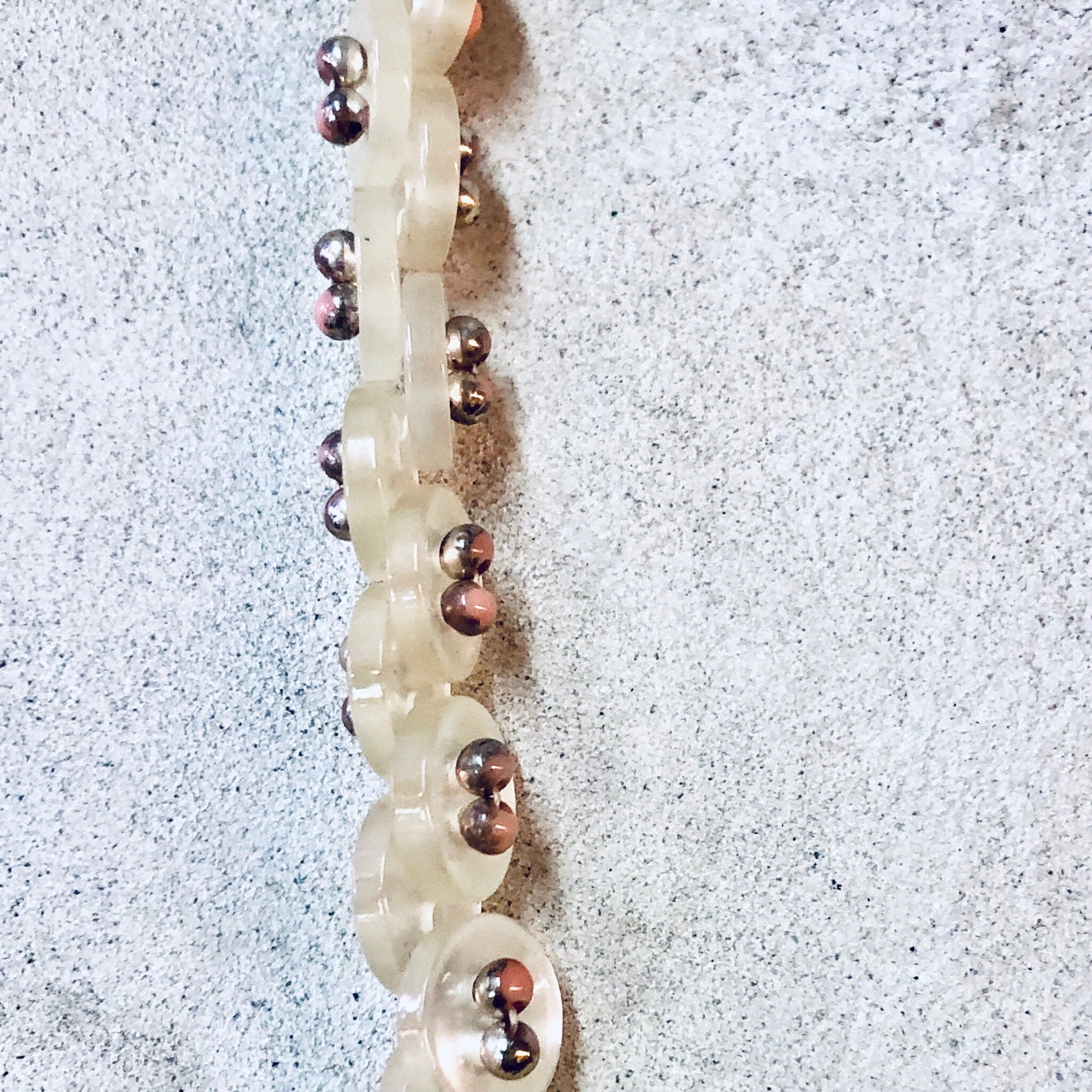 Vintage Necklace, Button Necklace, White Necklace, Pearlescent Necklace, Button Jewelry, Strand Necklace, Vintage Jewelry, Pink Bead, Beaded