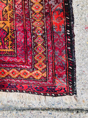 Antique Rug, Hand Woven Rug, Persian Rug, Middle Eastern Rug, Handmade Rug, Bright Home Decor, Red, Orange, Yellow, Blue, Small Rug,