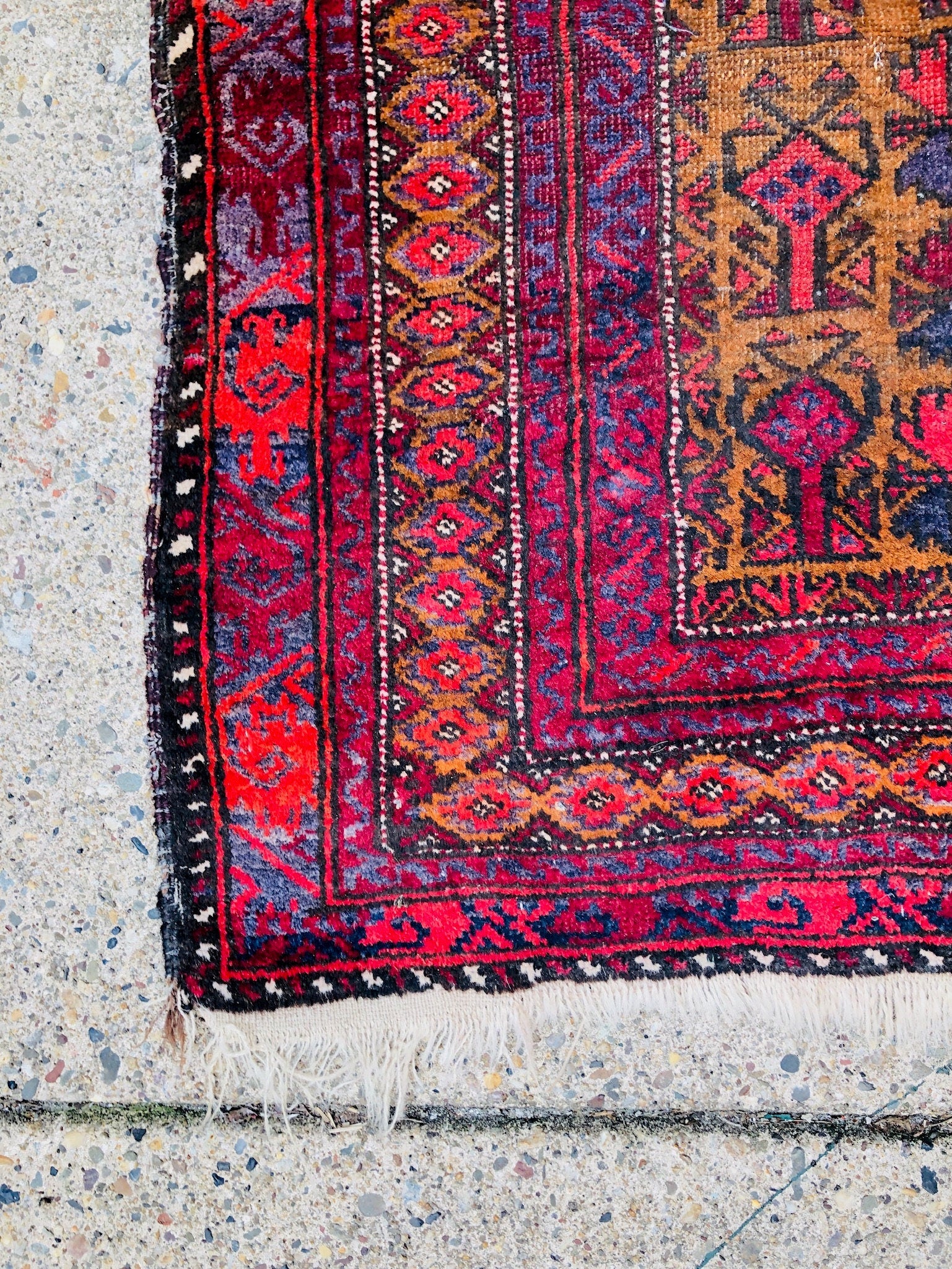 Antique Rug, Hand Woven Rug, Persian Rug, Middle Eastern Rug, Handmade Rug, Bright Home Decor, Red, Orange, Yellow, Blue, Small Rug,
