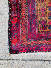 Antique Rug, Hand Woven Rug, Persian Rug, Middle Eastern Rug, Handmade Rug, Bright Home Decor, Red, Orange, Yellow, Blue, Small Rug,