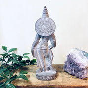 Dancing Goddess Statue, Vintage Home Decor, Pewter Toned Statue, Vintage Figurine, Small Figurine, Dancing Lady, Etched Statue, Stone Carve
