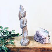 Dancing Goddess Statue, Vintage Home Decor, Pewter Toned Statue, Vintage Figurine, Small Figurine, Dancing Lady, Etched Statue, Stone Carve