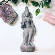 Dancing Goddess Statue, Vintage Home Decor, Pewter Toned Statue, Vintage Figurine, Small Figurine, Dancing Lady, Etched Statue, Stone Carve
