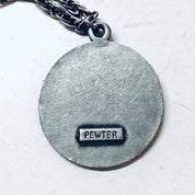 Vintage Necklace, Pewter Necklace, Art Nouveau Pendant, Pewter Jewelry, Vintage Jewelry, Lady Face Pendant, Circle Pendant, Simple Jewelry