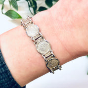 Vintage Bracelet, Silver Bracelet, Medallion Bracelet, Link Chain, Unique Jewelry, Rare Jewelry, Vintage Jewelry, Made in Mexico, 925 Link