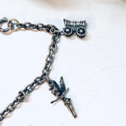 Vintage Bracelet, Charm Bracelet, Charm Jewelry, Silver Bracelet, Vintage Jewelry, Tinkerbell Bracelet, Wagon Charm, Religious Jewelry, 925