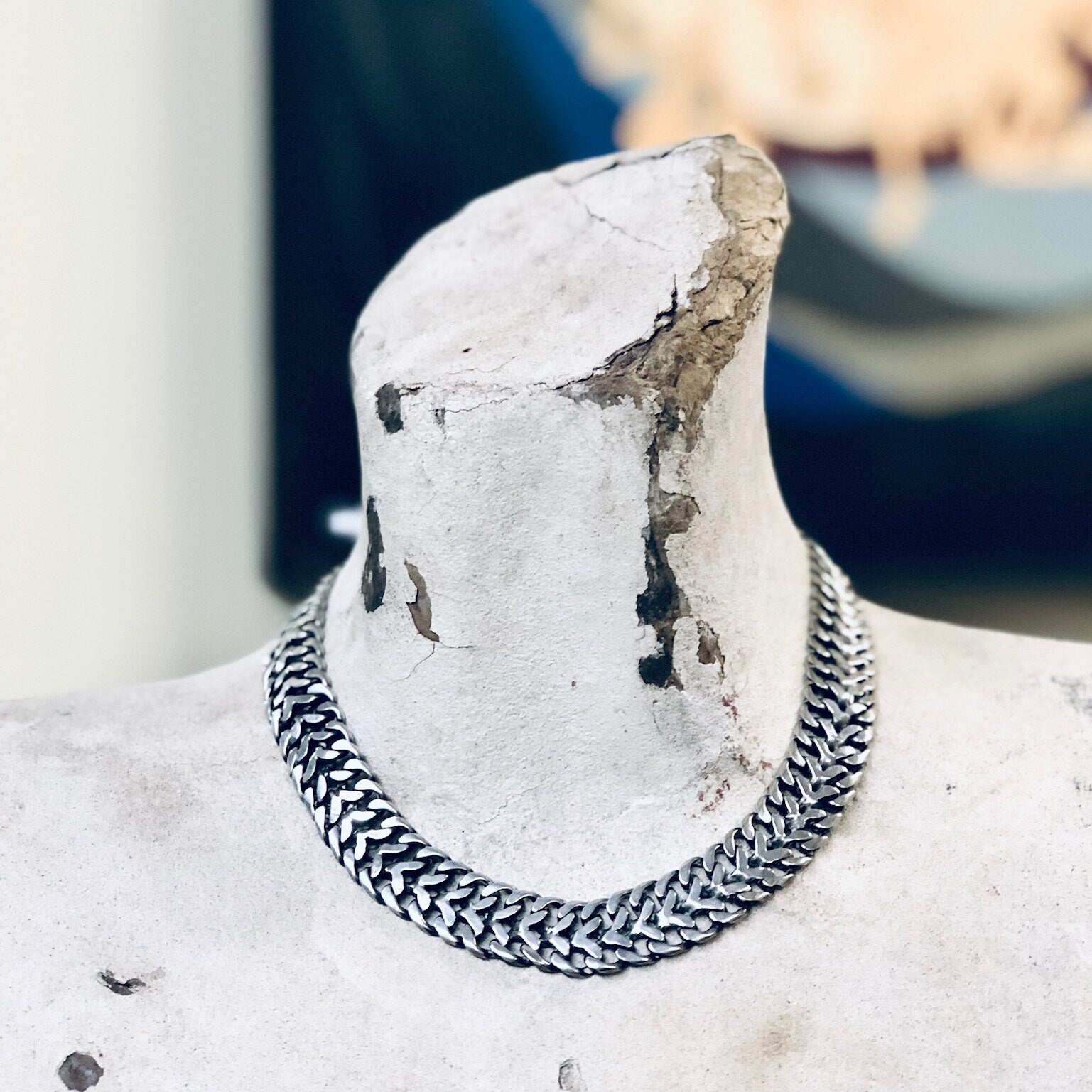 Vintage Choker, Vintage Silver Necklace, Thick Chain, Silver Choker, Mexico Sterling, Chain Link, Vintage Jewelry, Bohemian Style, Boho