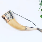 Vintage Horn, Horn Decor, Vintage Home Decor, Wall Decor, Horn Cup, Collectible, Silver Accent, Engraved Silver, Wall Hanging, Small Horn