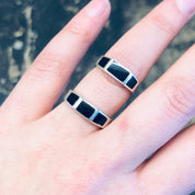 Vintage Silver Ring, Onyx Jewelry, Simple Ring, Band Ring, 925 Ring, Black and Silver, Geometric Jewelry, Vintage Jewelry, Everyday Jewelry