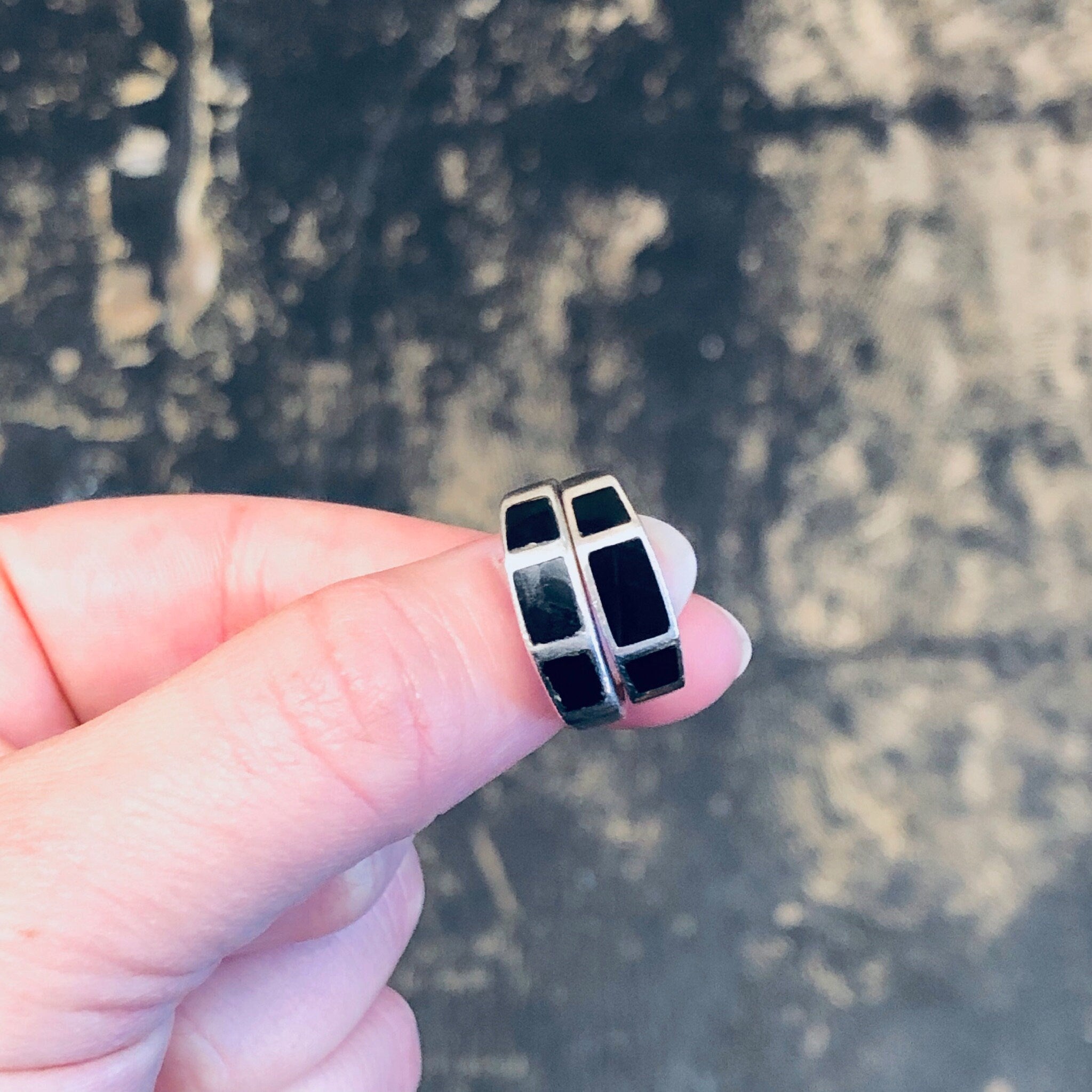 Vintage Silver Ring, Onyx Jewelry, Simple Ring, Band Ring, 925 Ring, Black and Silver, Geometric Jewelry, Vintage Jewelry, Everyday Jewelry