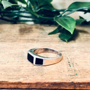 Vintage Silver Ring, Onyx Jewelry, Simple Ring, Band Ring, 925 Ring, Black and Silver, Geometric Jewelry, Vintage Jewelry, Everyday Jewelry