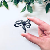 Vintage Silver Brooch, Bow Shaped Brooch, Vintage Pin, Vintage jewelry, Onyx Brooch, Marcasite Jewelry, Abstract Bow Design, Ribbon Pin, 925