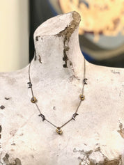 Vintage Silver Necklace, Moon Necklace, Star Necklace, Beaded Necklace, Sun Jewelry, Vintage Jewelry, Moon and Sun, Gold Accents, Thin Chain