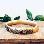 Vintage Bangle, Gold Toned Bangle, Vintage Bracelet, Gold Filled Jewelry, Red Stone, Gold and Red, Vintage Jewelry, Stacking Bracelet, Gold