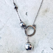 Vintage Necklace, Silver Necklace, Ball Necklace, Unique Jewelry, Statement Jewelry, Silver Chain, Ball and Chain, Thin Chain, 925 Necklace