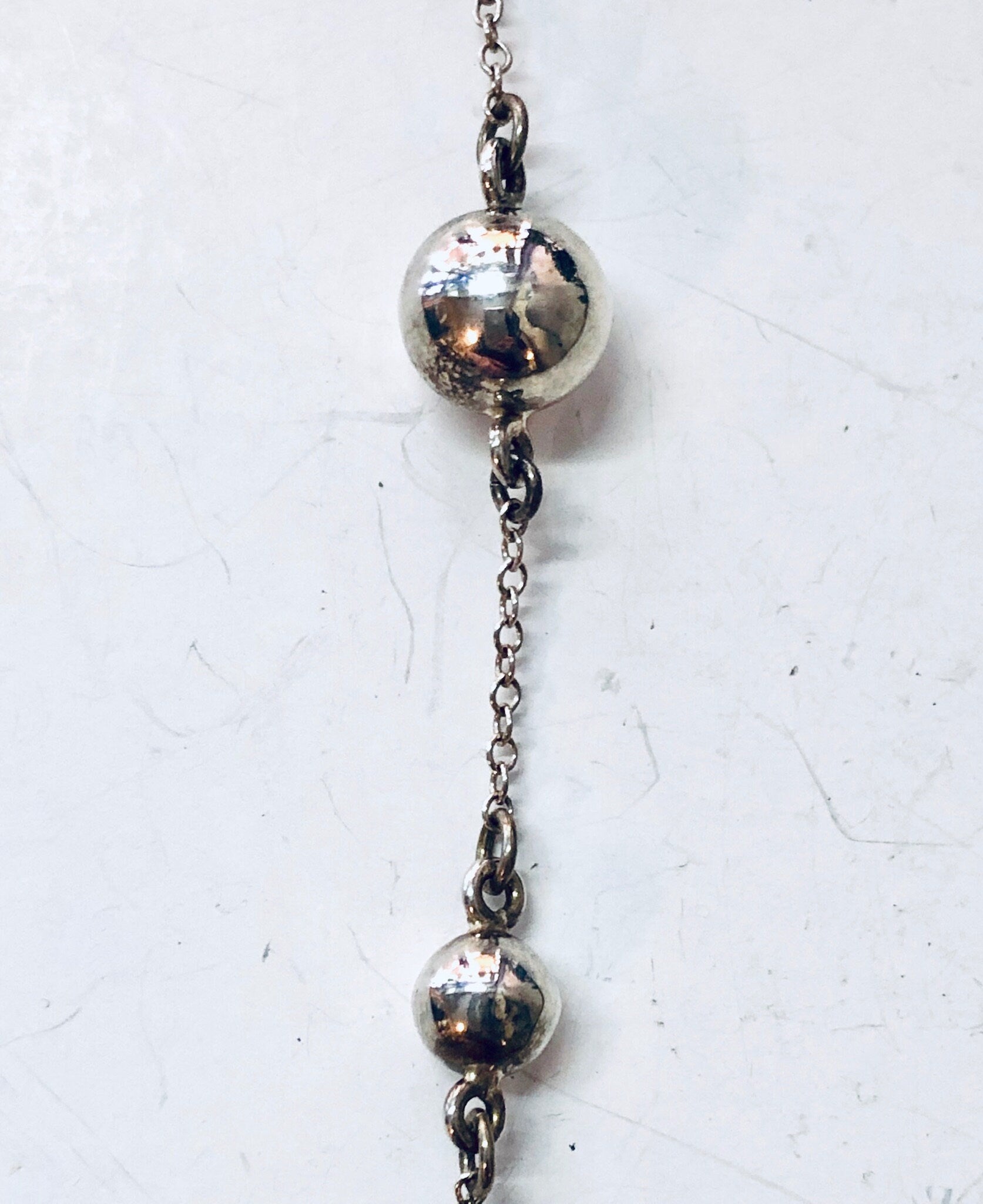 Vintage Necklace, Silver Necklace, Ball Necklace, Unique Jewelry, Statement Jewelry, Silver Chain, Ball and Chain, Thin Chain, 925 Necklace
