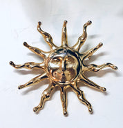 Vintage Brooch, Sun Brooch, Smiling Sun Pin, Gold Toned Brooch, Vintage Jewelry, Sun Jewelry, Gold Sun, Large Pin, Unique Jewelry, Sun Face