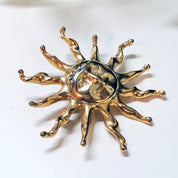 Vintage Brooch, Sun Brooch, Smiling Sun Pin, Gold Toned Brooch, Vintage Jewelry, Sun Jewelry, Gold Sun, Large Pin, Unique Jewelry, Sun Face