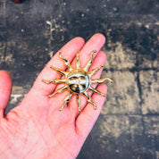Vintage Brooch, Sun Brooch, Smiling Sun Pin, Gold Toned Brooch, Vintage Jewelry, Sun Jewelry, Gold Sun, Large Pin, Unique Jewelry, Sun Face