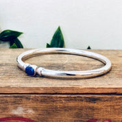 Vintage Bangle, Silver Bangle, Blue Lapis, Lapis Jewelry, Vintage Jewelry, Silver Bracelet, Vintage Bracelet, Sleek Bracelet, Unique, 925