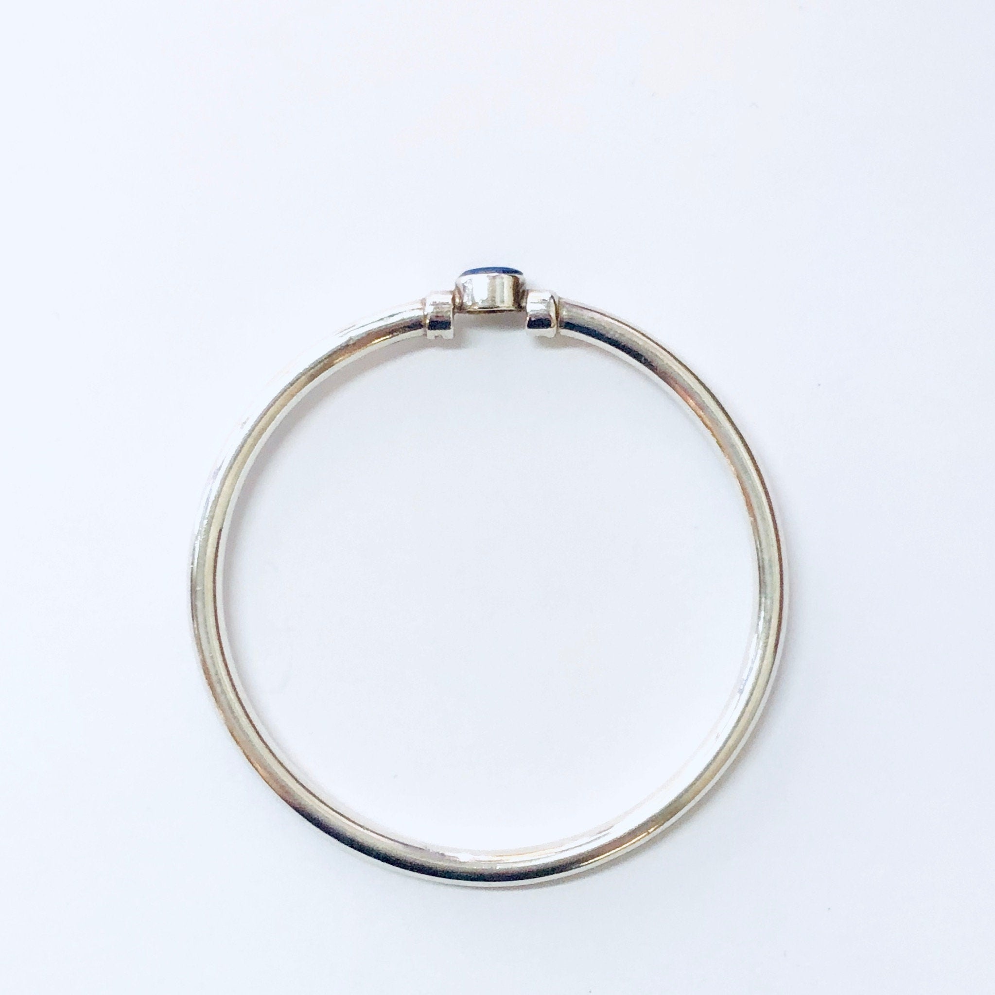 Vintage Bangle, Silver Bangle, Blue Lapis, Lapis Jewelry, Vintage Jewelry, Silver Bracelet, Vintage Bracelet, Sleek Bracelet, Unique, 925