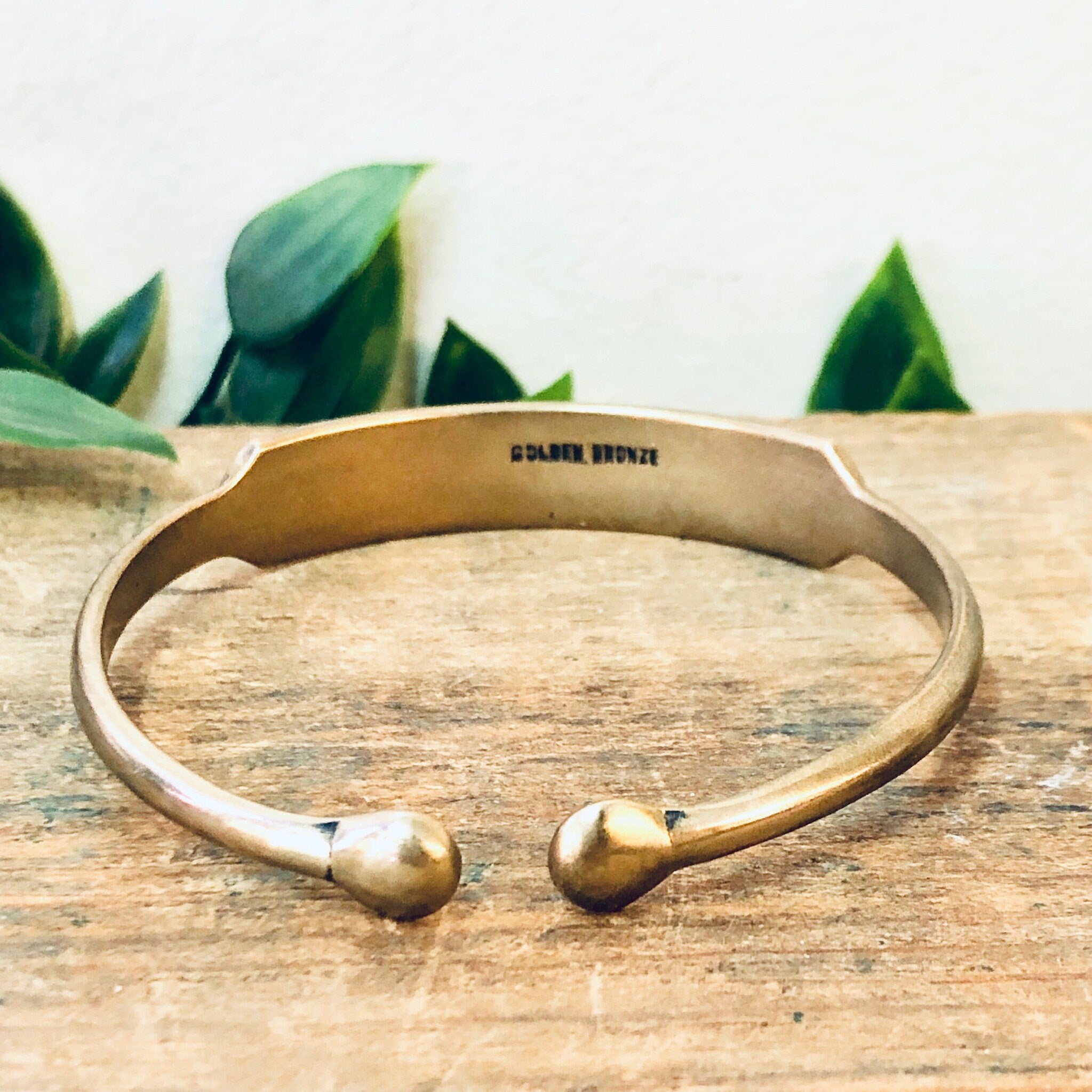 ID Bracelet, Vintage Bracelet, Golden Bronze, Brass Bracelet, Cuff Bracelet, Vintage Jewelry, Engraved Bracelet, Bronze Bracelet, Bangle
