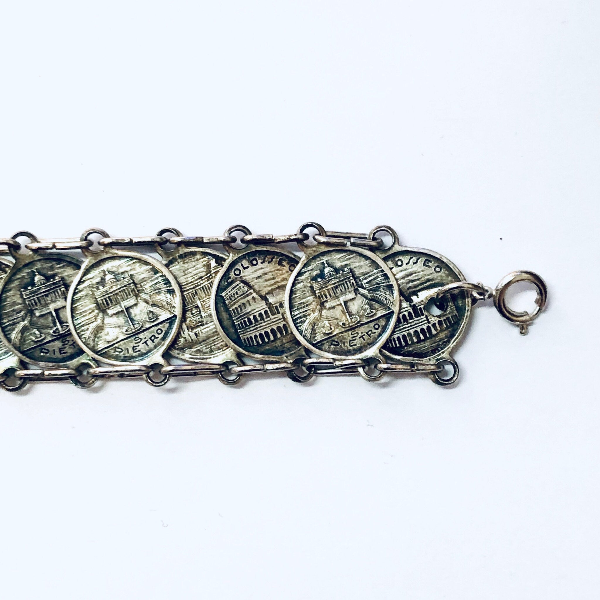Vintage Coins, Coin Bracelet, SPQR Coins, Italy Rome Coins, Italian Souvenir, Souvenir Bracelet, Silver Coins, Coin Jewelry, Romulus, Remus