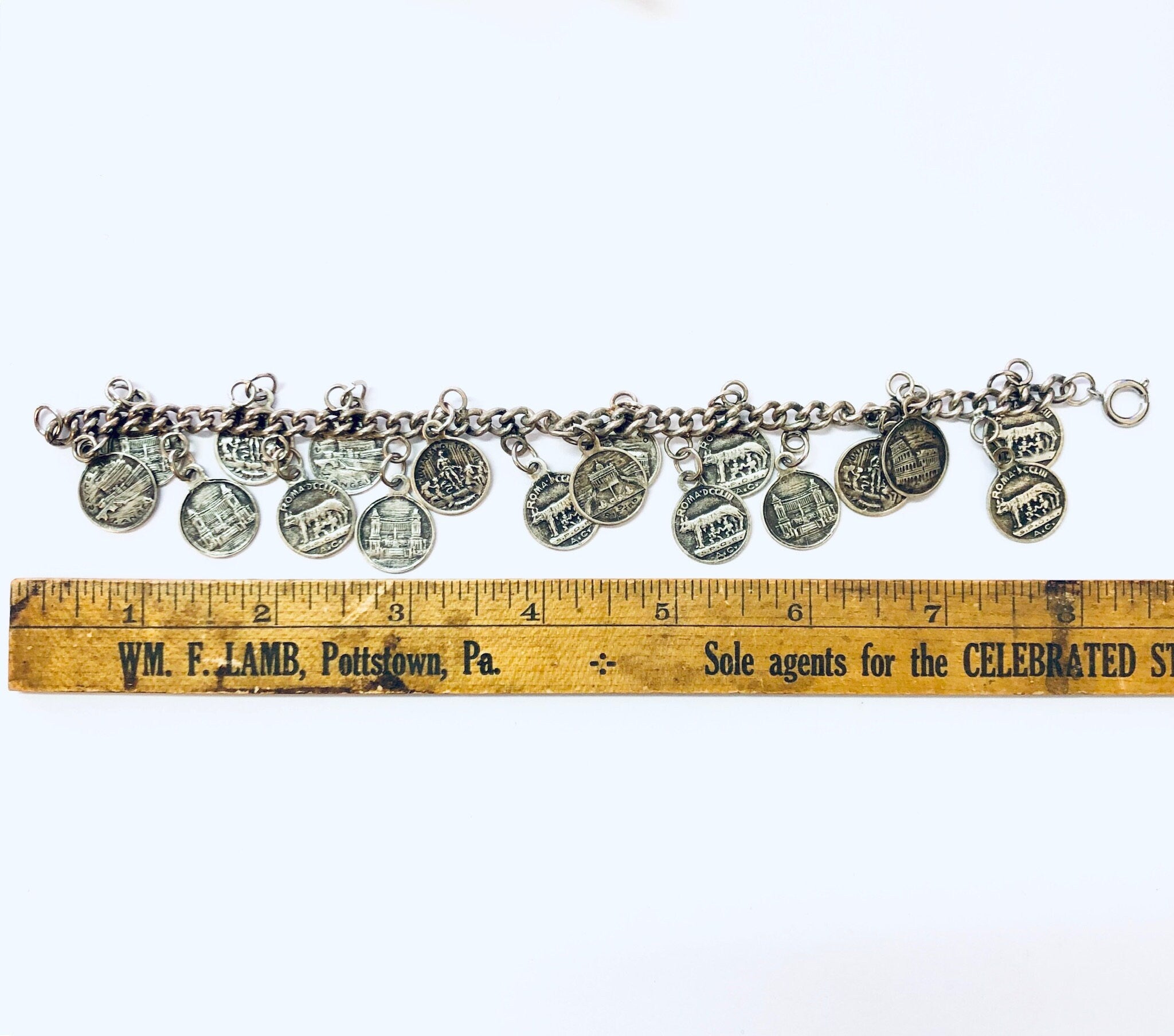 Vintage Coins, Coin Bracelet, SPQR Coins, Italy Rome Coins, Italian Souvenir, Souvenir Bracelet, Silver Coins, Coin Jewelry, Romulus, Remus