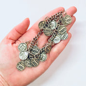 Vintage Coins, Coin Bracelet, SPQR Coins, Italy Rome Coins, Italian Souvenir, Souvenir Bracelet, Silver Coins, Coin Jewelry, Romulus, Remus
