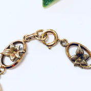 Vintage Bracelet, Link Bracelet, Costume Jewelry, Purple Stones, Flower Bracelet, Floral Design, Gold Toned Jewelry, Purple and Gold, Unique