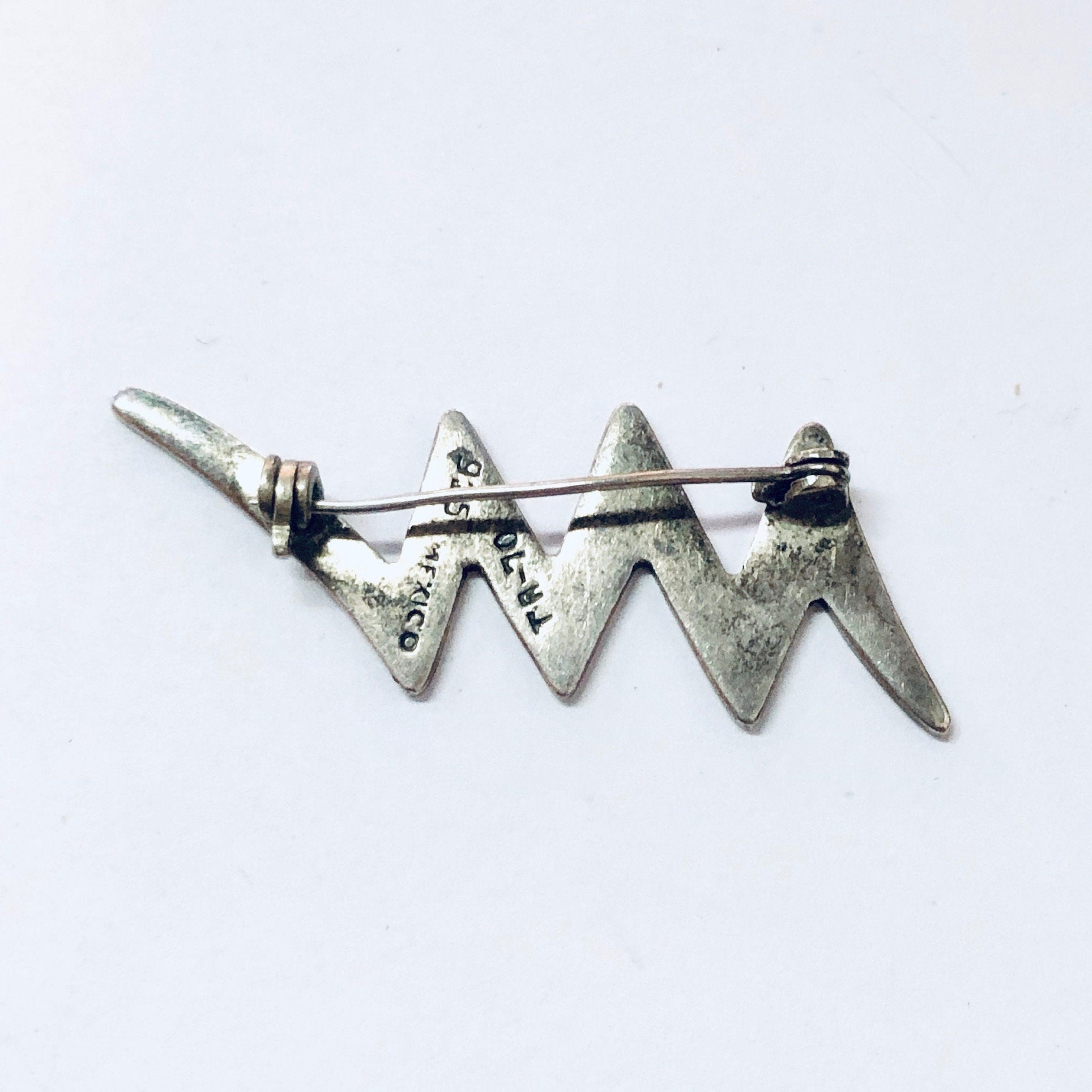 Vintage Brooch, Silver Brooch, Vintage Pin, Zig Zag Brooch, Vintage Jewelry, Lightning Design, Lightning Bolt, Unique Pin, 925 Brooch