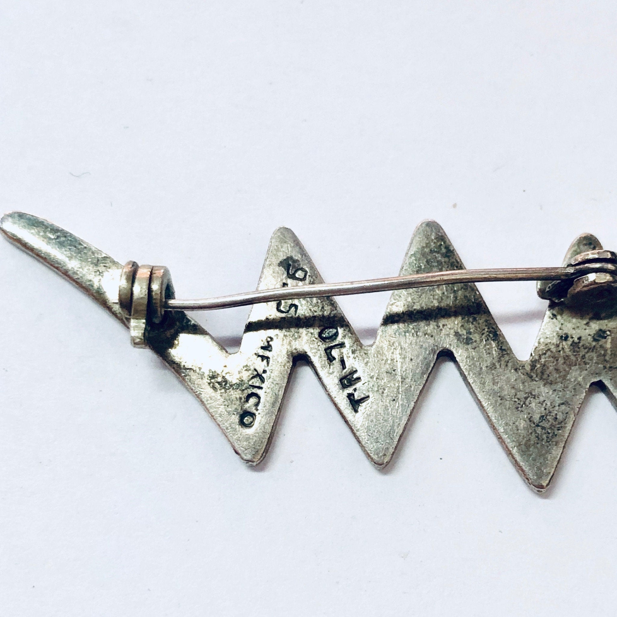Vintage Brooch, Silver Brooch, Vintage Pin, Zig Zag Brooch, Vintage Jewelry, Lightning Design, Lightning Bolt, Unique Pin, 925 Brooch