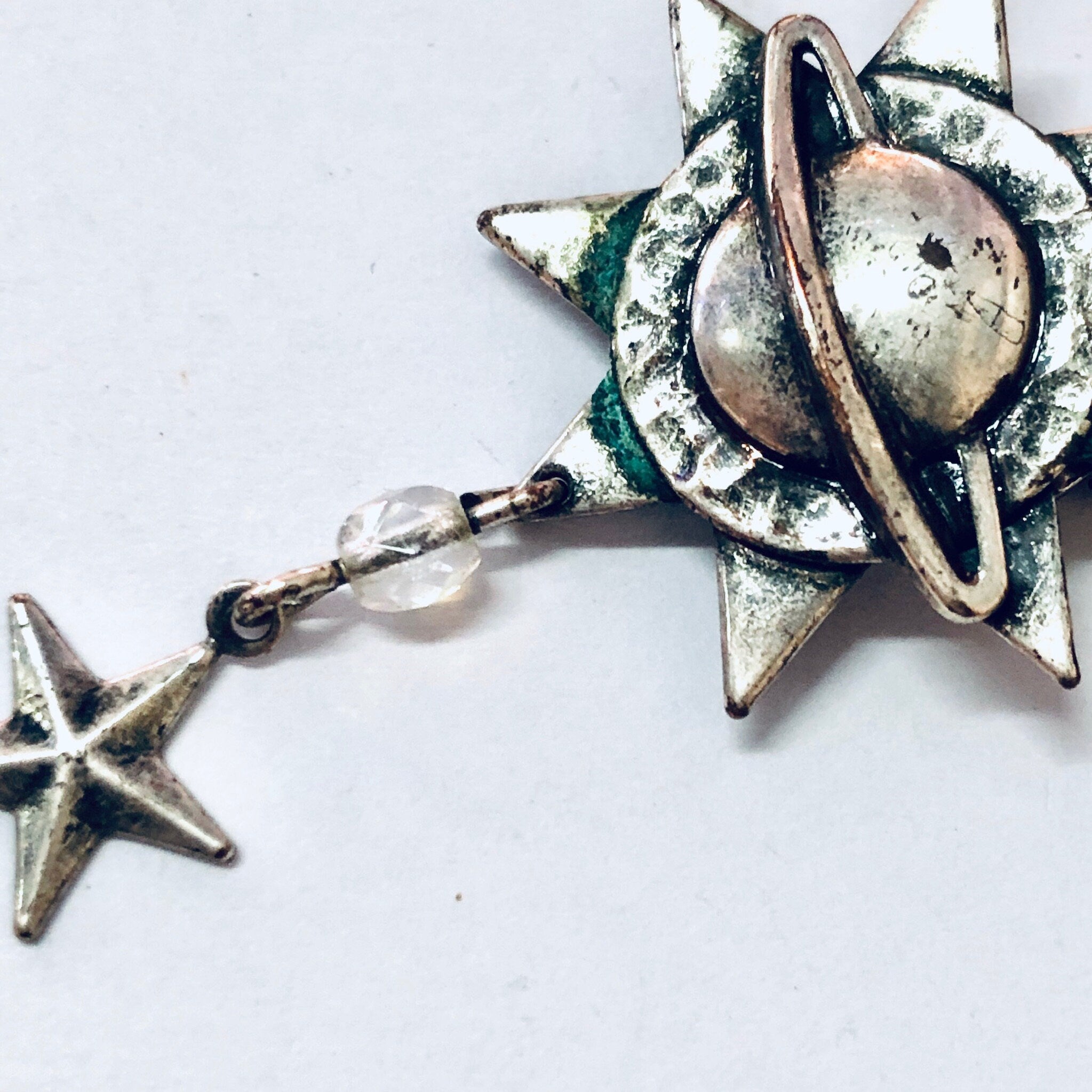 Vintage Brooch, Silver Pin, Saturn Brooch, Star Pin, Outer Space, Unique Jewelry, Planet Jewelry, Vintage Jewelry, Silver Brooch, 925 Brooch