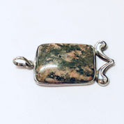 Vintage Pendant, Silver Pendant, Vintage Jewelry, Natural Stone, Vintage Necklace, Green Stone, Pink Stone, Unique Jewelry, 925 Pendant
