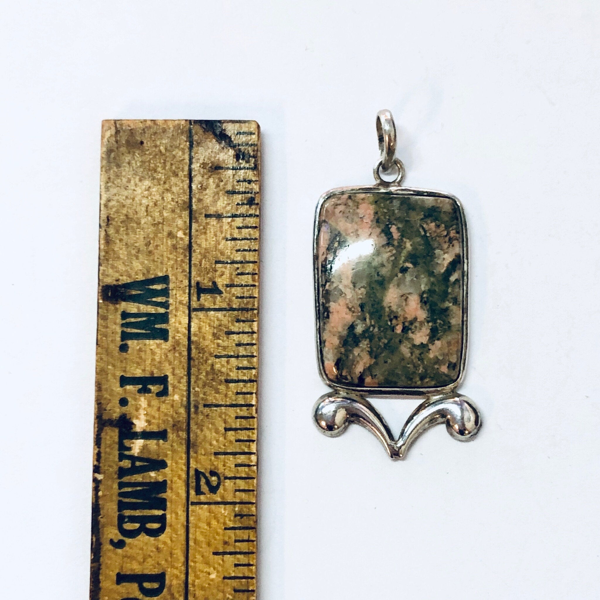 Vintage Pendant, Silver Pendant, Vintage Jewelry, Natural Stone, Vintage Necklace, Green Stone, Pink Stone, Unique Jewelry, 925 Pendant